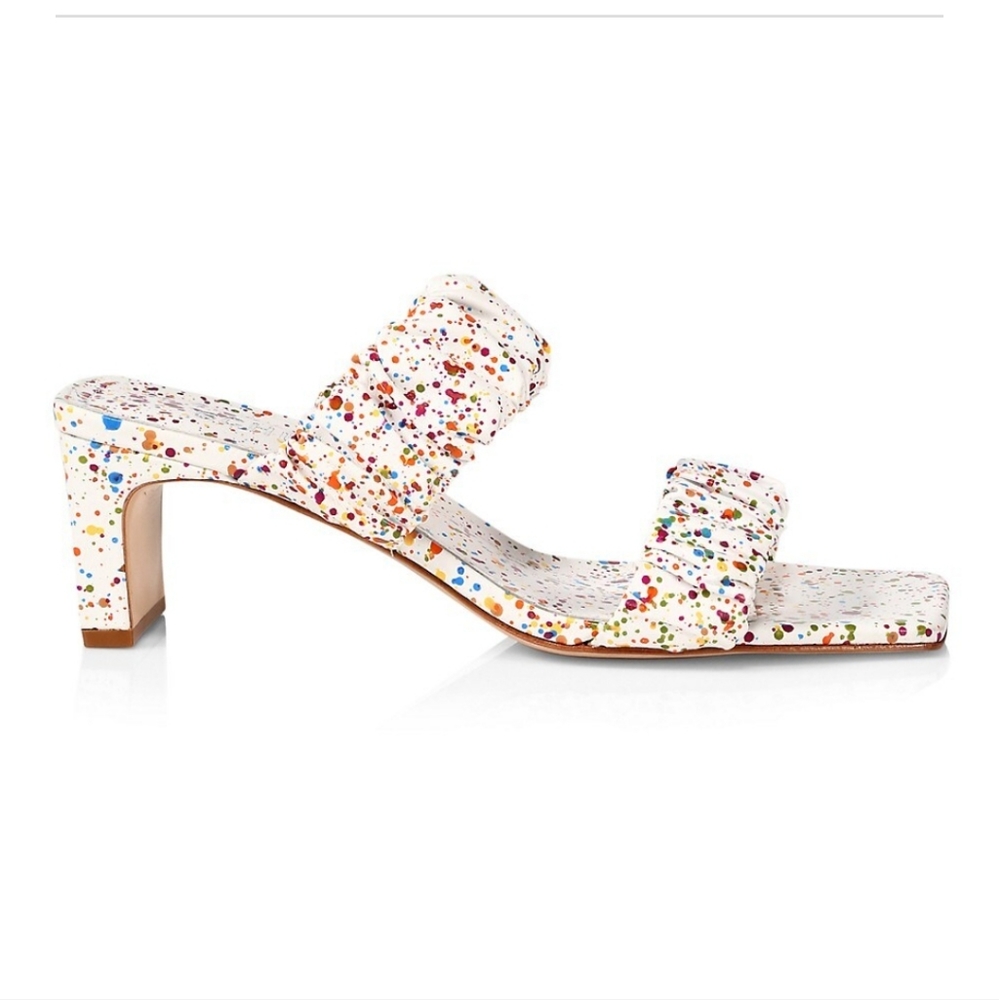 Schutz Melanie paint splatter leather mules 8